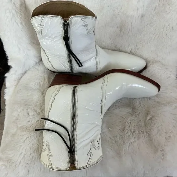 NEW Free People White Frontier Patent Leather Western Boots 9 EUR 39.5 - Picture 7 of 13